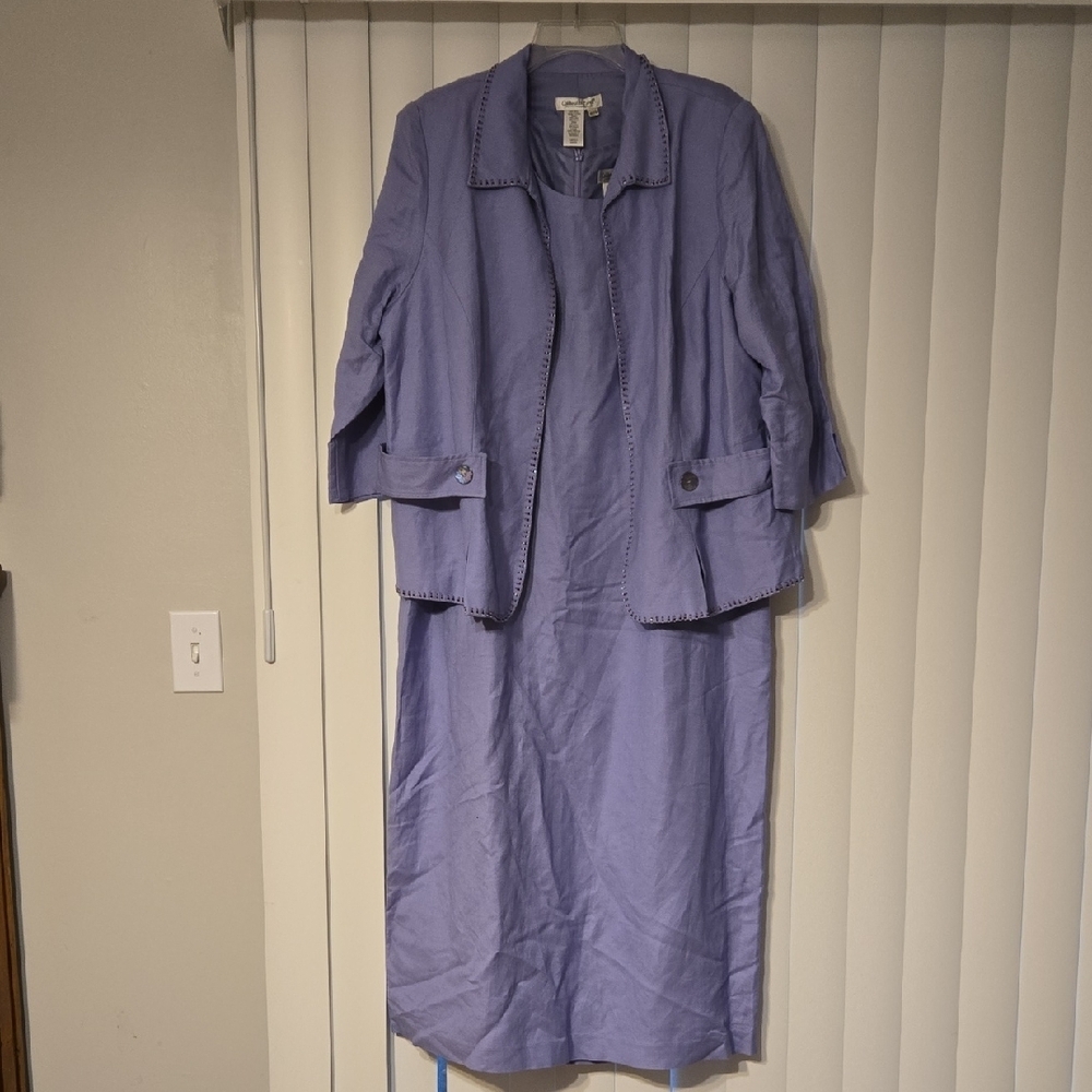 NWT Coldwater Creek Lavendar Linen Blend Jacket Dress Sz 20